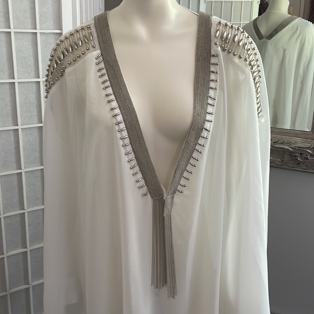 SHEER!!! Dare to Be Different- Sheer Beaded Poncho OS